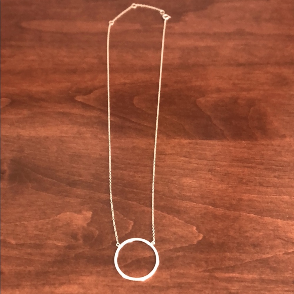 Silver Necklace with Circle Pendant 18 inches